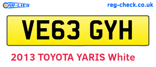 VE63GYH are the vehicle registration plates.