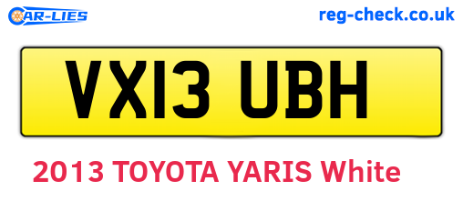 VX13UBH are the vehicle registration plates.