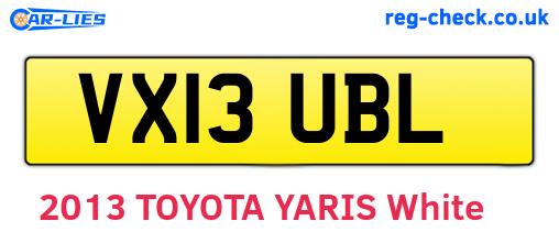 VX13UBL are the vehicle registration plates.