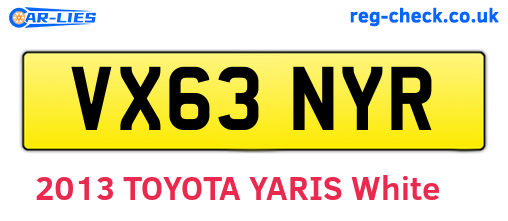 VX63NYR are the vehicle registration plates.