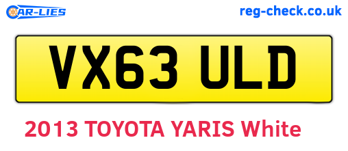 VX63ULD are the vehicle registration plates.
