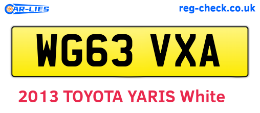 WG63VXA are the vehicle registration plates.