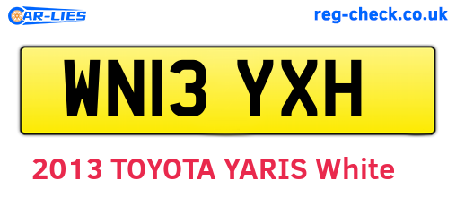 WN13YXH are the vehicle registration plates.