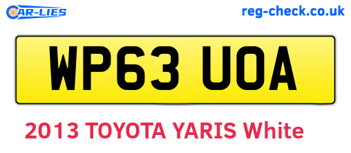 WP63UOA are the vehicle registration plates.