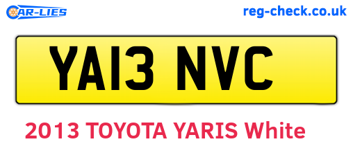 YA13NVC are the vehicle registration plates.