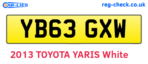 YB63GXW are the vehicle registration plates.