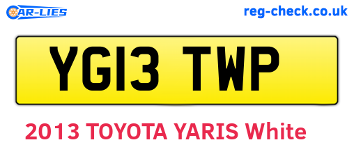 YG13TWP are the vehicle registration plates.