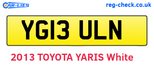 YG13ULN are the vehicle registration plates.