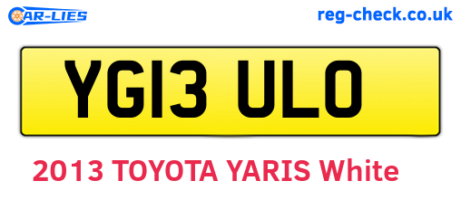 YG13ULO are the vehicle registration plates.