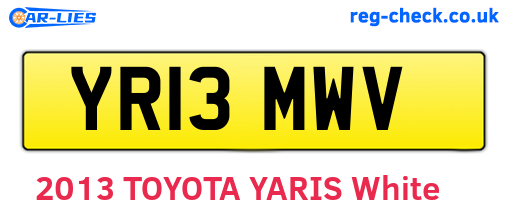 YR13MWV are the vehicle registration plates.