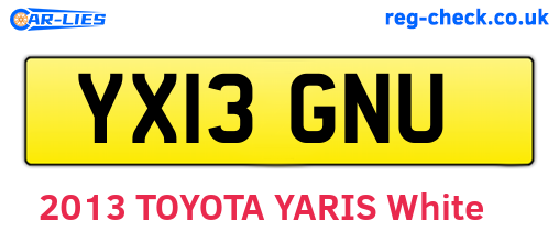 YX13GNU are the vehicle registration plates.