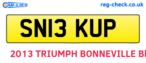 SN13KUP are the vehicle registration plates.