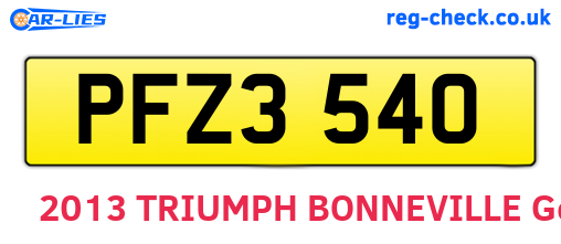 PFZ3540 are the vehicle registration plates.