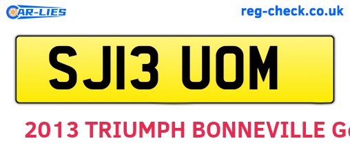 SJ13UOM are the vehicle registration plates.