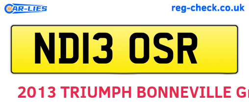 ND13OSR are the vehicle registration plates.