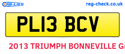 PL13BCV are the vehicle registration plates.