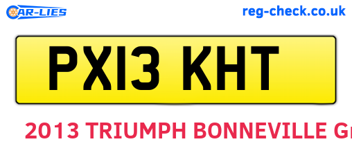 PX13KHT are the vehicle registration plates.