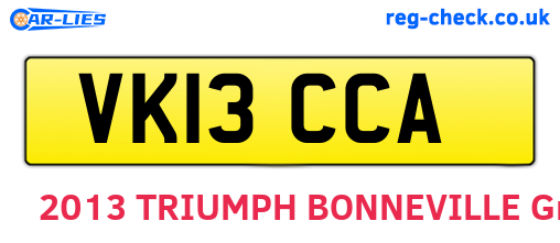 VK13CCA are the vehicle registration plates.