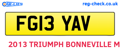 FG13YAV are the vehicle registration plates.