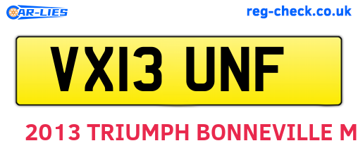 VX13UNF are the vehicle registration plates.