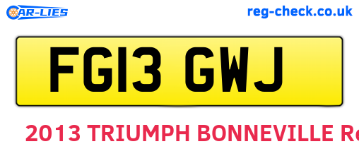 FG13GWJ are the vehicle registration plates.