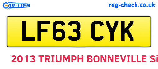LF63CYK are the vehicle registration plates.