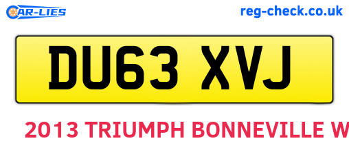 DU63XVJ are the vehicle registration plates.
