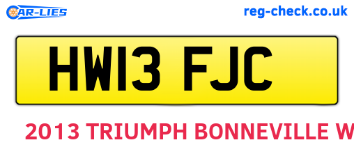 HW13FJC are the vehicle registration plates.