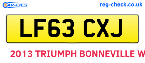 LF63CXJ are the vehicle registration plates.