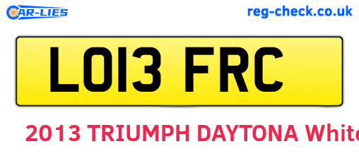 LO13FRC are the vehicle registration plates.