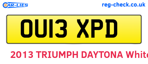 OU13XPD are the vehicle registration plates.