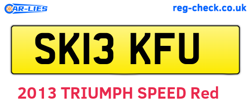 SK13KFU are the vehicle registration plates.