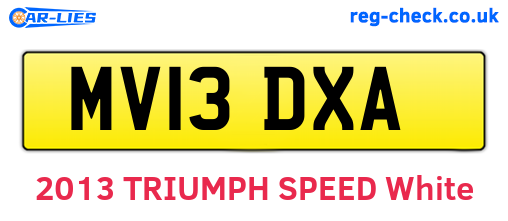 MV13DXA are the vehicle registration plates.