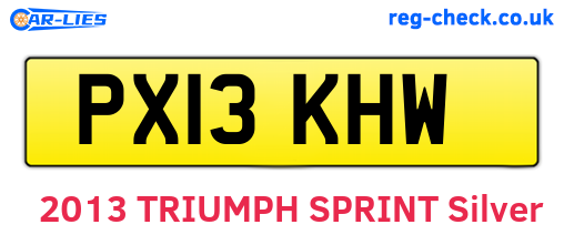 PX13KHW are the vehicle registration plates.