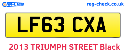 LF63CXA are the vehicle registration plates.