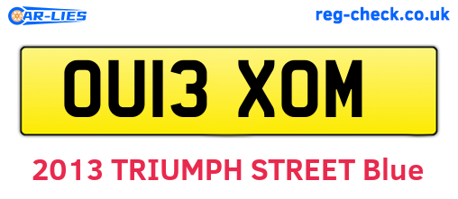 OU13XOM are the vehicle registration plates.