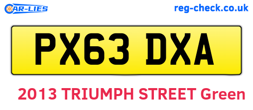 PX63DXA are the vehicle registration plates.