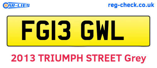 FG13GWL are the vehicle registration plates.