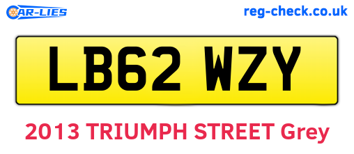 LB62WZY are the vehicle registration plates.
