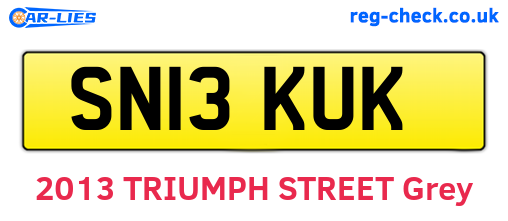 SN13KUK are the vehicle registration plates.