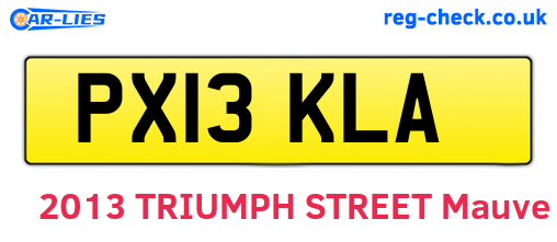 PX13KLA are the vehicle registration plates.