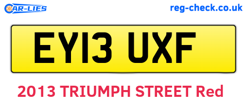 EY13UXF are the vehicle registration plates.