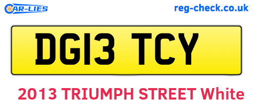 DG13TCY are the vehicle registration plates.