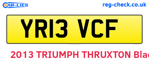 YR13VCF are the vehicle registration plates.