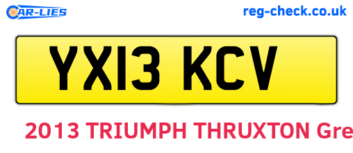 YX13KCV are the vehicle registration plates.
