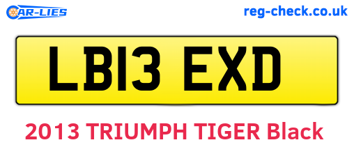 LB13EXD are the vehicle registration plates.