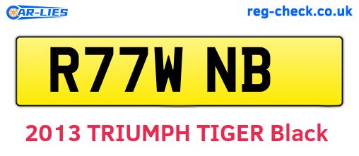 R77WNB are the vehicle registration plates.