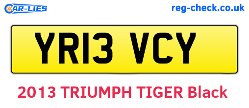 YR13VCY are the vehicle registration plates.