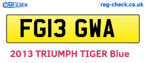 FG13GWA are the vehicle registration plates.