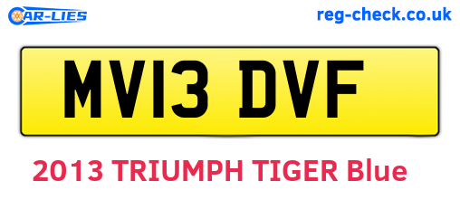 MV13DVF are the vehicle registration plates.